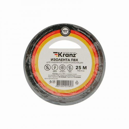 Изолента ПВХ 0.13х19мм 25м сер. Kranz KR-09-2208 Изолента ПВХ 0.13х19мм 25м сер. Kranz KR-09-2208
