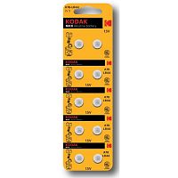 Элемент питания алкалиновый "таблетка" LR44/LR1154/AG13/G13 MAX Button Cell (блист.10шт) 30413139-RU1 KODAK Б0044718