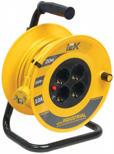 Удлинитель на катушке 4х20м с заземл. 10А IP20 Industrial УК20 3х1 термозащита IEK WKP14-10-04-20 Удлинитель на катушке 4х20м с заземл. 10А IP20 Industrial УК20 3х1 термозащита IEK WKP14-10-04-20