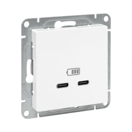 Розетка 2-м СП Эпика USB-C механизм бел. EKF UP1-SOW-2USBC Розетка 2-м СП Эпика USB-C механизм бел. EKF UP1-SOW-2USBC