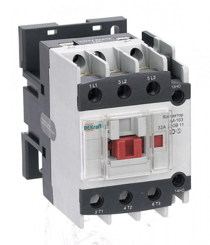 Контактор КМ-103 32А кат. 220В AC 1НО+1НЗ AC-3 DEKraft 22123DEK Контактор КМ-103 32А кат. 220В AC 1НО+1НЗ AC-3 DEKraft 22123DEK