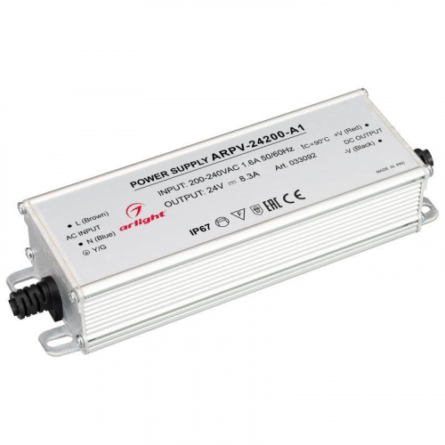 Блок питания ARPV-24200-A1 24В 8.3А 200Вт IP67 метал. 3 года Arlight 033092 Блок питания ARPV-24200-A1 24В 8.3А 200Вт IP67 метал. 3 года Arlight 033092