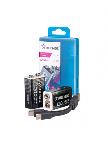 Аккумулятор крона Li-ion 9В 1200мАч (уп.2шт) КОСМОС KOCLi9V1200mAh2B Аккумулятор крона Li-ion 9В 1200мАч (уп.2шт) КОСМОС KOCLi9V1200mAh2B