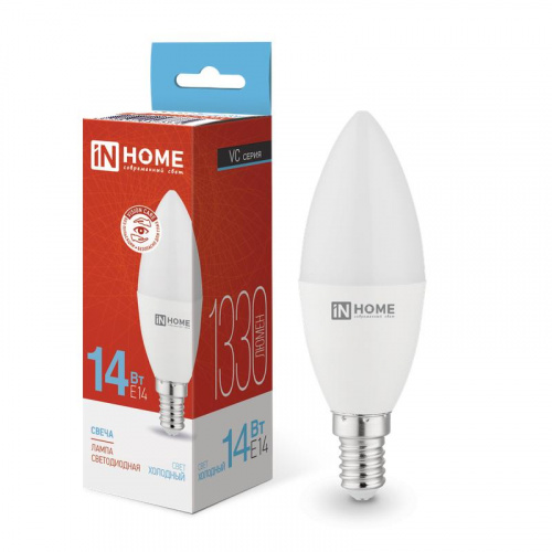 Лампа светодиодная LED-СВЕЧА-VC 14Вт E14 6500К 1330лм IN HOME 4690612047775 Лампа светодиодная LED-СВЕЧА-VC 14Вт E14 6500К 1330лм IN HOME 4690612047775