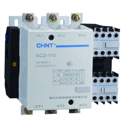 Контактор NC2-115 115А кат. 220-240В AC AC-3 (R) CHINT 671433 Контактор NC2-115 115А кат. 220-240В AC AC-3 (R) CHINT 671433