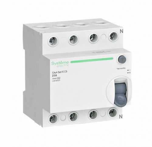 Выключатель дифференциального тока (УЗО) 4п 25А 30мА тип AC City9 Set 400В SE C9R36425 Выключатель дифференциального тока (УЗО) 4п 25А 30мА тип AC City9 Set 400В SE C9R36425