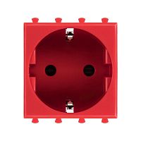 Розетка 1-м 2мод. Avanti "Красный квадрат" 16А IP20 2P+E защ. шторки красн. DKC 4401002