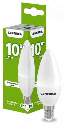 Лампа светодиодная C35 10Вт свеча 4000К E14 230В GENERICA LL-C35-10-230-40-E14-G Лампа светодиодная C35 10Вт свеча 4000К E14 230В GENERICA LL-C35-10-230-40-E14-G