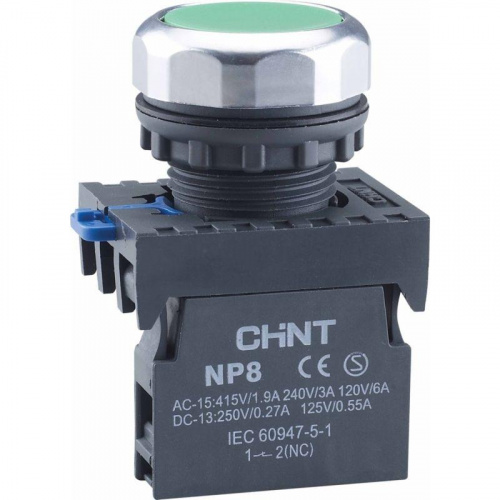 Кнопка управления NP8-10BN/3 без подсветки зел. 1НО IP65 (R) CHINT 667232 Кнопка управления NP8-10BN/3 без подсветки зел. 1НО IP65 (R) CHINT 667232