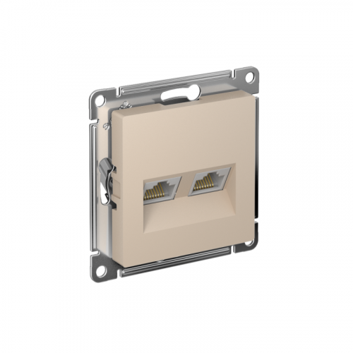 Розетка компьютерная 2-м AtlasDesign RJ45+RJ45 кат.5E механизм песочн. SE ATN001285 Розетка компьютерная 2-м AtlasDesign RJ45+RJ45 кат.5E механизм песочн. SE ATN001285