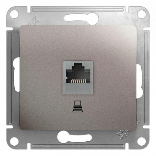 Розетка компьютерная 1-м Glossa RJ45 кат.5E механизм платина SE GSL001281K Розетка компьютерная 1-м Glossa RJ45 кат.5E механизм платина SE GSL001281K