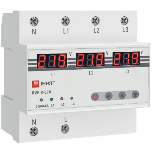 Реле выбора фаз с дисплеем RVF-3-63А PROxima EKF RVF-3-63a Реле выбора фаз с дисплеем RVF-3-63А PROxima EKF RVF-3-63a