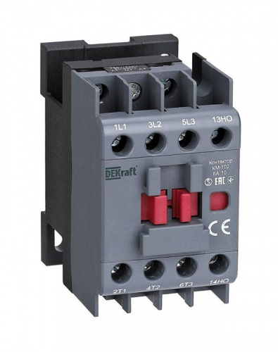 Контактор КМ-102 6А кат. 220В/230В AC 1НО AC-3 AC-4 DEKraft 22061DEK Контактор КМ-102 6А кат. 220В/230В AC 1НО AC-3 AC-4 DEKraft 22061DEK