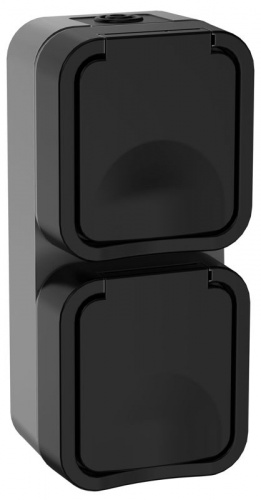 Розетка 2-м ОП TORS 16А IP55 TS132 вертик. с заземл. с крышкой графит IEK TS-R26-16-55-V-K53 Розетка 2-м ОП TORS 16А IP55 TS132 вертик. с заземл. с крышкой графит IEK TS-R26-16-55-V-K53