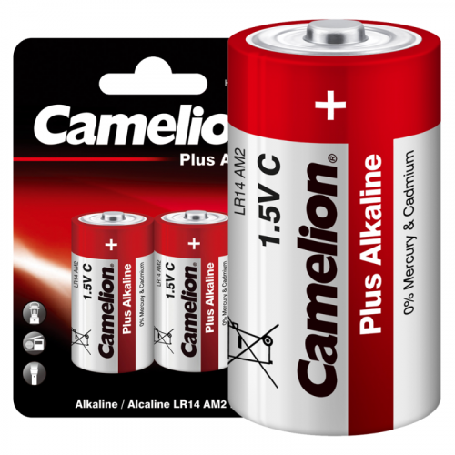 Элемент питания алкалиновый C/LR14 1.5В Plus Alkaline LR14-BP2 BL-2 (блист.2шт) Camelion 1653