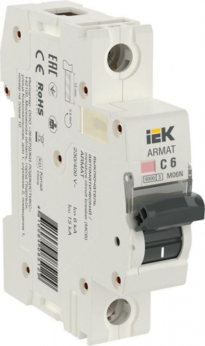 Выключатель автоматический модульный 1п C 6А M06N ARMAT IEK AR-M06N-1-C006 Выключатель автоматический модульный 1п C 6А M06N ARMAT IEK AR-M06N-1-C006