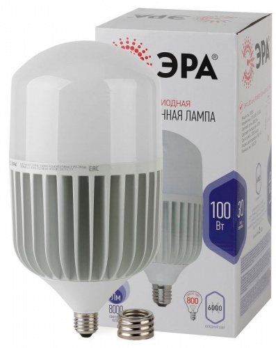 Лампа светодиодная высокомощная STD LED POWER T160-100W-6500-E27/E40 100Вт T160 колокол 6500К нейтр. бел. E27/E40 (переходник в компл.) 8000лм Эра Б0032090 Лампа светодиодная высокомощная STD LED POWER T160-100W-6500-E27/E40 100Вт T160 колокол 6500К нейтр. бел. E27/E40 (переходник в компл.) 8000лм Эра Б0032090