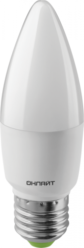Лампа светодиодная 61 959 OLL-C37-10-230-2.7K-E27-FR 10Вт свеча 2700К тепл. бел. E27 1000лм 176-264В ОНЛАЙТ 61959