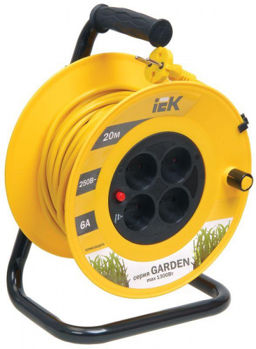 Удлинитель на катушке 4х20м без заземл. 6А IP20 Garden УК20 2х0.75 термозащита IEK WKP23-06-04-20 Удлинитель на катушке 4х20м без заземл. 6А IP20 Garden УК20 2х0.75 термозащита IEK WKP23-06-04-20