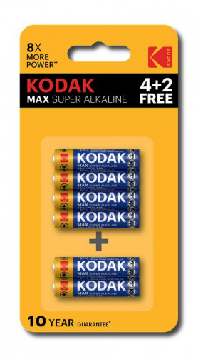 Элемент питания алкалиновый AAA/LR03 1.5В MAX SUPER Alkaline (блист.6шт) KODAK Б0064252 Элемент питания алкалиновый AAA/LR03 1.5В MAX SUPER Alkaline (блист.6шт) KODAK Б0064252