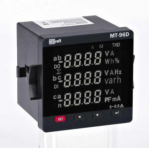 Мультиметр цифровой МТ-72D 3ф вх. 600В 5А RS-485 72х72мм LED-дисплей DEKraft 51404DEK Мультиметр цифровой МТ-72D 3ф вх. 600В 5А RS-485 72х72мм LED-дисплей DEKraft 51404DEK