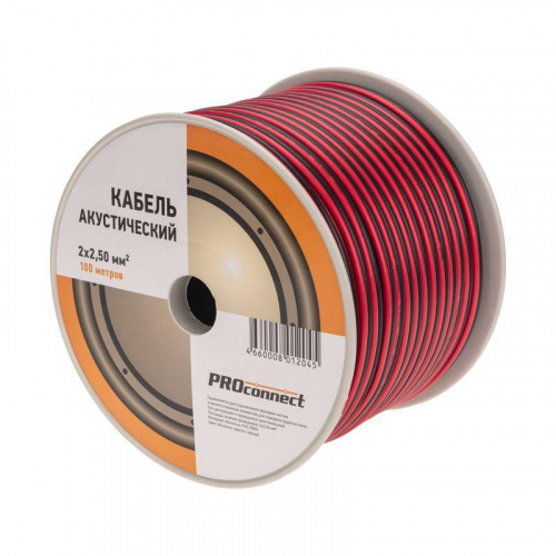 Кабель Stereo 2х2.5 красн./черн. бухта (м) PROCONNECT 01-6108-6 Кабель Stereo 2х2.5 красн./черн. бухта (м) PROCONNECT 01-6108-6