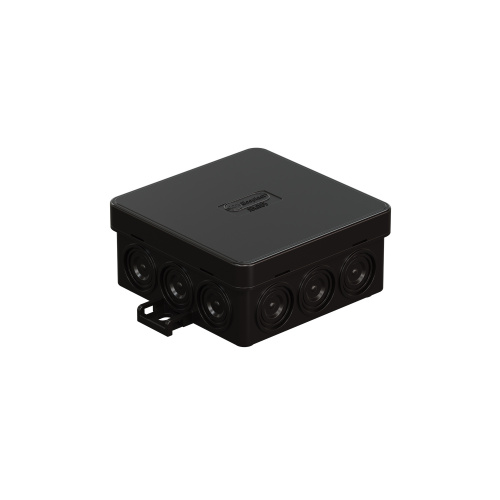 JBL085 Коробка распределительная без сальников о/п, 85х85х38мм 12вых., IP55 цвет чёрный, подходит для монтаж. пистолета (упаковка DIY) Экопласт