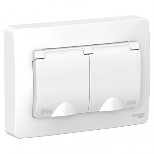 Розетка 2-м СП Blanca 16А IP44 250В с заземл. защ. шторки с крышкой бел. SE BLNRS441121 Розетка 2-м СП Blanca 16А IP44 250В с заземл. защ. шторки с крышкой бел. SE BLNRS441121