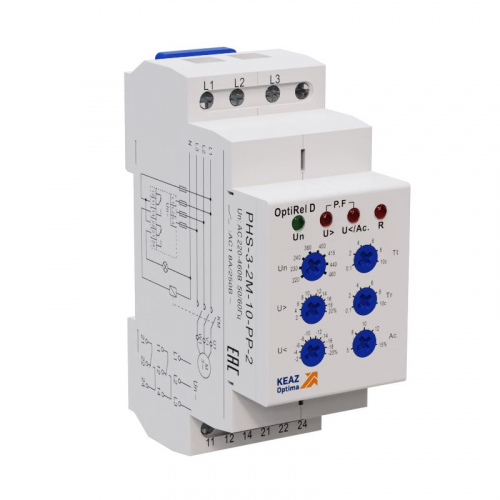 Реле контроля фаз OptiRel D PHS-3-2M-10-PN-2 универсальное 3Ф+N 2СО КЭАЗ 332002 Реле контроля фаз OptiRel D PHS-3-2M-10-PN-2 универсальное 3Ф+N 2СО КЭАЗ 332002