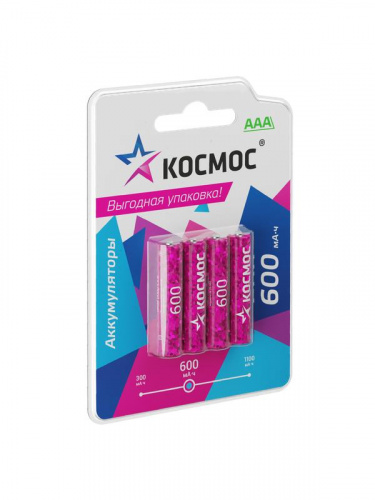 Аккумулятор AAA/R03 600мА.ч NI-MN BP-4 (блист.4шт) КОСМОС KOCR03NIMH600mAh4BL Аккумулятор AAA/R03 600мА.ч NI-MN BP-4 (блист.4шт) КОСМОС KOCR03NIMH600mAh4BL