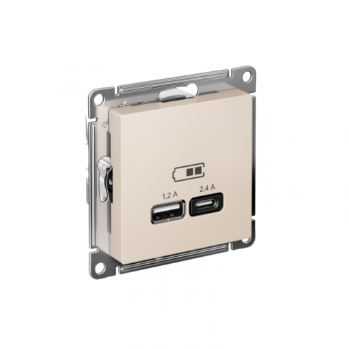 Розетка USB AtlasDesign тип A+C 5В/2.4А 2х5В/1.2А механизм беж. SE ATN000239 Розетка USB AtlasDesign тип A+C 5В/2.4А 2х5В/1.2А механизм беж. SE ATN000239